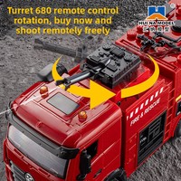 Huinuo 1:18 Camion de pompiers électrique télécommandé à neuf canaux 1362, type boîte, avec pulvérisation d'eau et grue en plastique, boîte d'origine