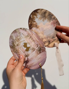 Carte de mariage personnalisée <span class=keywords><strong>double</strong></span> face en forme de nuage floral, style peinture à l'huile vintage, avec poignée en acrylique miroir, pour <span class=keywords><strong>faire</strong></span>-<span class=keywords><strong>part</strong></span> de mariage. - Product Image 3