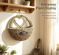 Panier mural en herbe fabriqué en usine, 23,5xH12cm, avec cadre métallique et revêtement en PVC imperméable pour la décoration intérieure