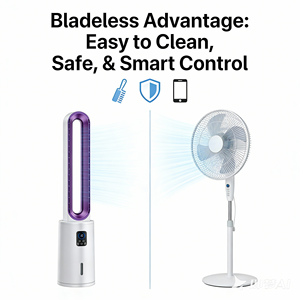 Ventilador de Torre sin Aspas de 21 Pulgadas, Purificador de Aire, 70W, Alta Velocidad, Silencioso, Eficiente Energéticamente, Control Remoto, Seguro para Bebés y Mascotas - Product Image 6