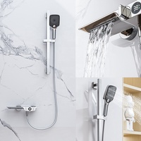 Douche de salle de bain intelligente, robinet de douche argenté chromé chaud et froid, douche de pluie, panneau de douche pour baignoire