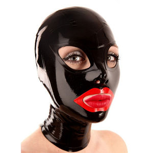 Masque en latex naturel 100 % anatomique BANSEY avec col ajusté, fermeture éclair au dos, cagoule en caoutchouc, équipement de jeu de rôle intime pour couples - Product Image 2