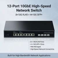 Switch géré 12 ports 10G avec 8 ports RJ45 10G et 4 ports SFP+ 10G, gestion web pour stockage NAS et station de travail