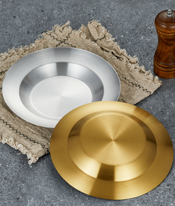 Platos Redondos de Acero Inoxidable de Varios Tamaños, Plato Creativo de Acero Inoxidable para Barbacoa, Bandeja para Servir, Plato de Lujo Ligero para Filetes y Pasta - Product Image 6
