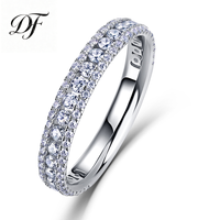 Bague éternité en argent sterling S925 pavée de moissanite double rangée 0,96 CTW, empilable, pour femme