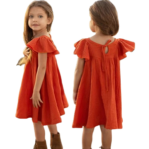 Abito personalizzato per ragazze in <span class=keywords><strong>lino</strong></span> di <span class=keywords><strong>cotone</strong></span> <span class=keywords><strong>abiti</strong></span> estivi per bambini vestiti per ragazze abbigliamento casual <span class=keywords><strong>abiti</strong></span> per bambini - Product Image 1