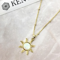 Collier pendentif tournesol en argent 925 plaqué rhodium et or rose tendance avec opale de feu pour femmes - Mariage, fiançailles, fête