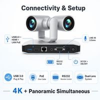 Système de Conférence Audio/Vidéo Professionnel 4K avec Caméra à Zoom Optique 12X, 6 Microphones, Cadrage Automatique/Suivi Vocal pour Entreprises