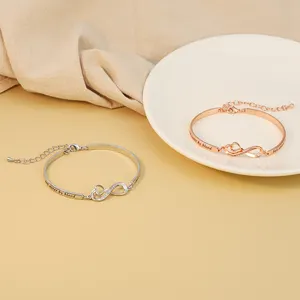 Модные регулируемые гравированные браслеты на заказ в форме сердца с цепочкой «Бесконечная любовь» для женщин