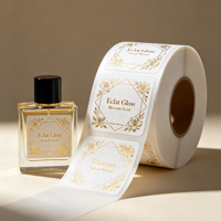 Autocollants personnalisés en vinyle imperméables et résistants à l'huile avec impression dorée pour l'emballage de flacons de parfum