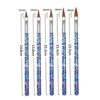 Kit professionnel de 5 outils de nail art en gros – Manche en plastique, stylos multifonctionnels à paillettes souples, pinceaux en nylon, liner ovale