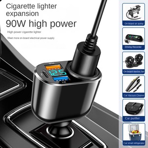 Presa accendisigari per auto 4 3 porte tipo C caricabatteria per auto QC3.0 PD3.0 adattatore <span class=keywords><strong>USB</strong></span> veicolo a bordo con Display a LED ricarica rapida - Product Image 2