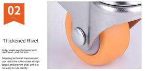 <span class=keywords><strong>Mini</strong></span> roulettes en polypropylène et caoutchouc orange, roulettes pivotantes à roulement industriel de 1 à 2 pouces, frein pour chaise de bureau, canapé, étagère, usage intensif - Product Image 5