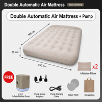 Matelas Gonflable Double/Queen pour Camping Extérieur avec Pompe Intégrée à Gonflage Rapide, Coussin de Couchage, Matelas Pneumatique pour Invités à Domicile et Voyage avec Oreiller