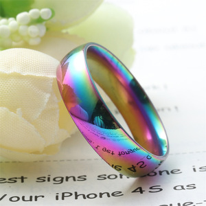 <b>Titanium</b> Steel Rainbow <b>Ring</b> Women's Fashion Colorful Simple Punk Style Gift Jewelry 23027 - Product Image 2