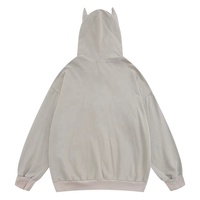 Vente en gros de sweat à capuche démon à cornes pour hommes, mode haute rue, ample, automne, patch, lettre brodée, cardigan à capuche