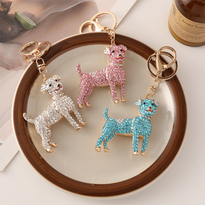 Porte-clé<span class=keywords><strong>s</strong></span> chien teckel mignon en strass de cristal, pendentif de sac de mode pour voiture - Product Image 1