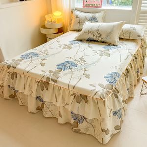 マットレスプロテクター付きプリントベッドスカート、ベッドスプレッド、イエロー、新品、ポリエステル製、両面ベッドスカート - Product Image 2