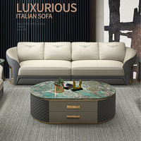 Juego de sofá de cuero tapizado de nuevo diseño italiano de lujo, marco de madera Seccional de 3 plazas, muebles modernos para sala de estar