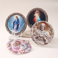 Vente en gros usine – Ornement religieux en résine 3D gaufrée avec support, Sainte Famille Sacré-Cœur de Jésus, décoration de bureau, ornement catholique