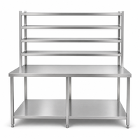 Table de travail en acier inoxydable démontable à 3 niveaux avec deux étagères inférieures pour cuisine commerciale, restaurant, vente en gros