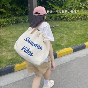 <span class=keywords><strong>Bolso</strong></span> Tote de Gran Capacidad para <span class=keywords><strong>Mujer</strong></span>, para la Playa, Uso Diario, con Correa para el Hombro, Forro de Poliéster, Abierto, para Todas las Temporadas, con Letra Bordada - Product Image 6