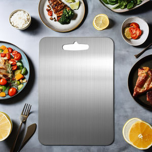 Gran oferta, juego de tabla de cortar de doble cara de titanio de acero inoxidable de alta calidad, Apto para lavavajillas, bloque de cocina, hogar moderno al aire libre - Product Image 1