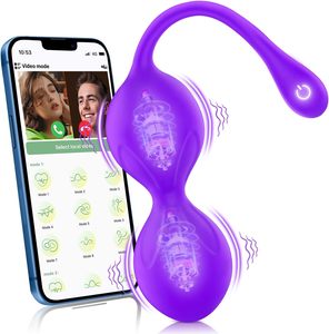 APP <span class=keywords><strong>Bluetooth</strong></span>-gesteuerter USB-aufladbarer <span class=keywords><strong>Vibrator</strong></span> Vaginaler Kegel-Ball für Frauen Intelligenter Geisha-Simulator Straffungs-Trainingsgerät 9 - Product Image 1