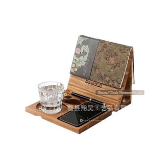 Support de lecture en bois pour bureau, avec porte-gobelet et support pour téléphone, organisateur pliable en bois massif pour livres et collations - Product Image 5