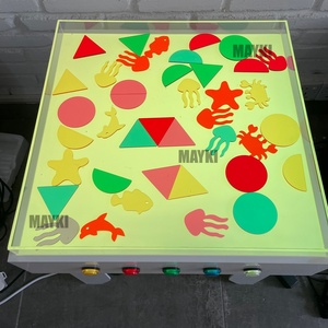 Table lumineuse LED d'exploration sensorielle avec commande par bouton, outil d'apprentissage pour enfants, table lumineuse pour une expérience sensorielle apaisante - Product Image 4