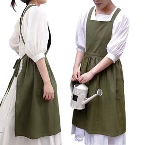 Vendita calda vestito <span class=keywords><strong>da</strong></span> <span class=keywords><strong>cucina</strong></span> Cross Back cotone impermeabile <span class=keywords><strong>da</strong></span> donna grembiule <span class=keywords><strong>da</strong></span> <span class=keywords><strong>cucina</strong></span> con tasche - Product Image 3