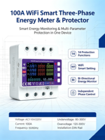 Disjoncteur intelligent WiFi Tuya triphasé 100A avec compteur d'énergie, protection contre les surtensions et les sous-tensions, interrupteur à distance pour la maison
