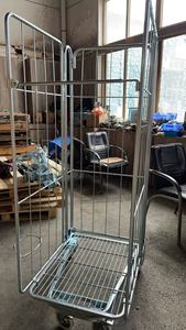 Gegalvaniseerde stalen rolcontainers, handkarren, trolleys, 500 kg draagvermogen, opvouwbaar ontwerp, 5-inch wielen, supermarkt apparatuur, OBO - Product Image 5