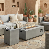 Table de foyer au gaz naturel de 42 pouces, 2 pièces, 50 000 BTU, rectangulaire, en acier Corten, avec pare-vent en verre, écologique, autoportante pour l'extérieur