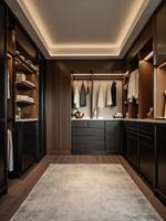 Système de dressing sur mesure de luxe italien minimaliste avec éclairage LED et portes vitrées pour mobilier de chambre principale