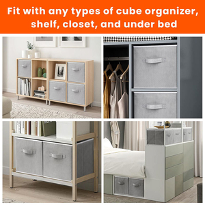 Boîtes de rangement modernes en tissu rectangulaire et bacs commodément pliables et pliables Conteneurs de vêtements empilables en gros - Product Image 4