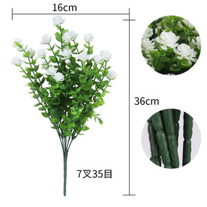 Planta Artificial de Eucalipto y Camelia de 36 cm con 7 Ramas, Decoración Verde para Exteriores - Product Image 2