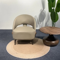 Fauteuil d'appoint nordique 8130 à dossier creux en cuir PU, fauteuil individuel pour salon, chambre à coucher, fauteuil de loisirs