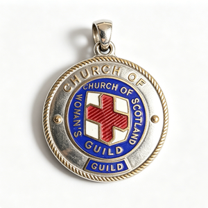 Médaille de la Gilde des Femmes de l'Église d'Écosse, en émail dur plaqué argent, breloque religieuse circulaire - Product Image 2