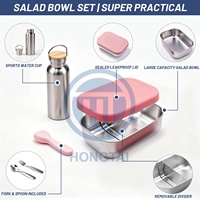 Boîte à lunch réutilisable, mignonne, avec logo personnalisé, étanche, avec couvercle hermétique, compatible micro-ondes, en acier inoxydable 304, avec séparateurs en silicone