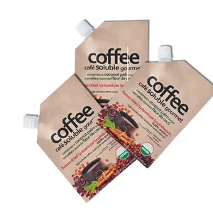 カフェ用液体包装砂糖用プラスチックスパウトポーチ付き高可溶性アラビカコーヒードリンクバッグ環境にやさしいクラフト紙