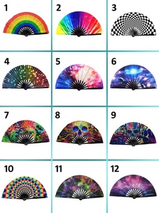 Grand éventail à main pliable en bambou de 13 pouces et 33 cm, style d'art populaire, cadeau d'affaires portable sculpté, article promotionnel stocké - Product Image 6