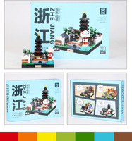 Maestro Conjunto de Bloques de Construcción MOC de 321 Piezas, Edificio Cultural Sofisticado, Pagoda de Zhejiang, Bloques de Construcción Extra Grandes