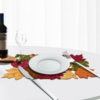 Sets de table ronds vintage OWENIE, écologiques, en forme de feuille d'érable, décoration de la maison, broderie ajourée pour table à manger