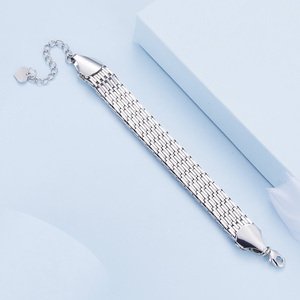 Bracelet classique en argent plaqué, maillons géométriques, bijoux de mode unisexe, cadeau - Product Image 2