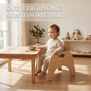 Chaise en bois courbé moderne et mignonne pour enfants, tabouret en bois pour la maternelle, l'école, l'extérieur, couleur personnalisée, salon, chambre à coucher - Product Image 2