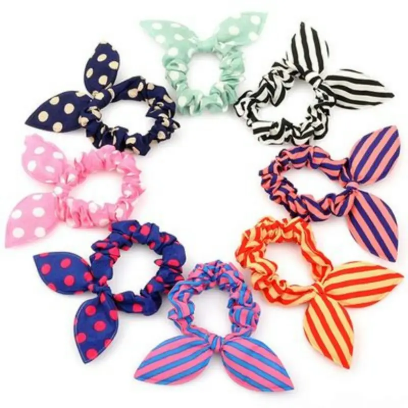 Bunny Ears Rubber Band Hair Rope Elastic Satin Hairbands for Girls Tie Rope Hair Accessories