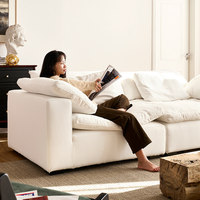 Wabi-Sabi Cloud Sofa Holz Einzelsitz Daunengefüllt Creme Luxus Hotel Villa Projekt Unverpacktes Designer-Set Hergestellt in Japan Ohne Verpackung