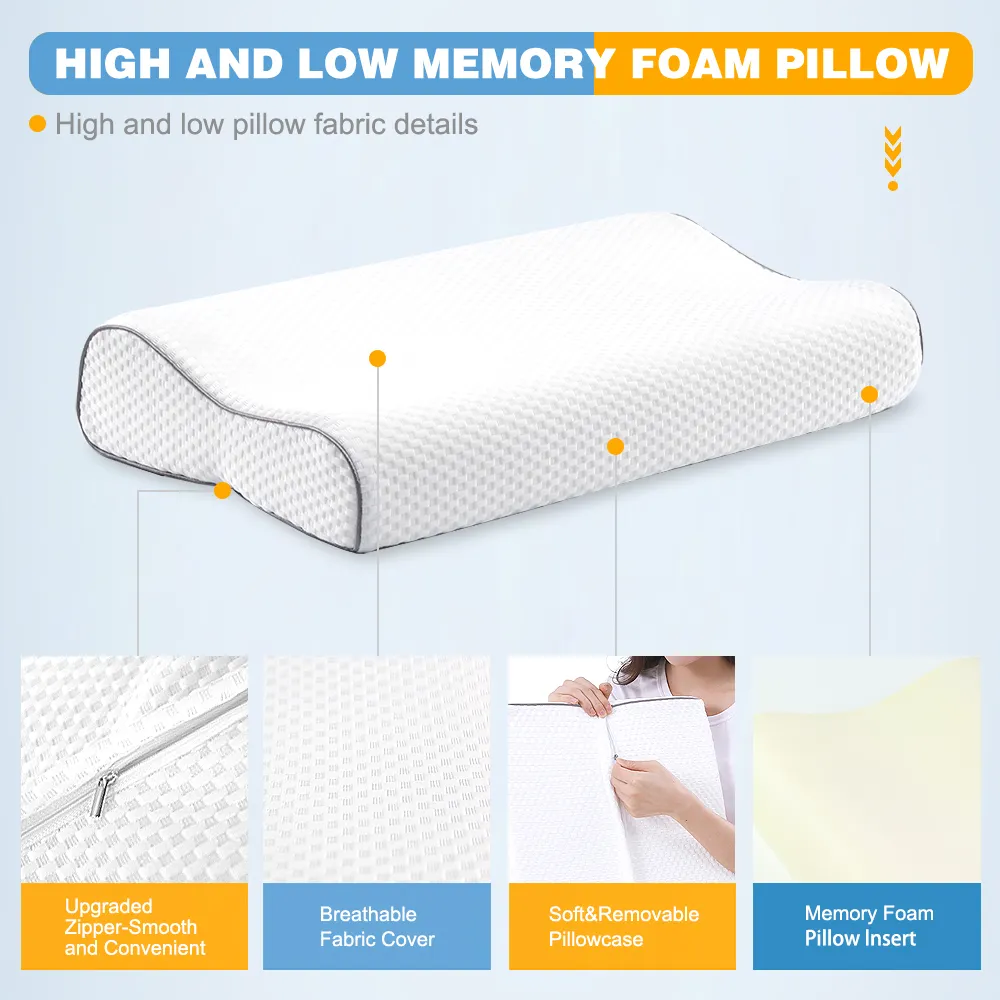 Benutzer definiertes Logo Cervi cal Orthopaedic Kissen Nackens tütze Gel Cool Coccyx Contour Comfort Einstellbares Memory Foam Bett kissen