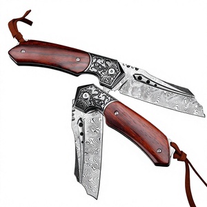 Cuchillo de Caza de Hoja Fija de Acero de Damasco con Mango de Madera, Grado Industrial Resistente, OEM, Punta Caída, para Uso en Camping - Product Image 3